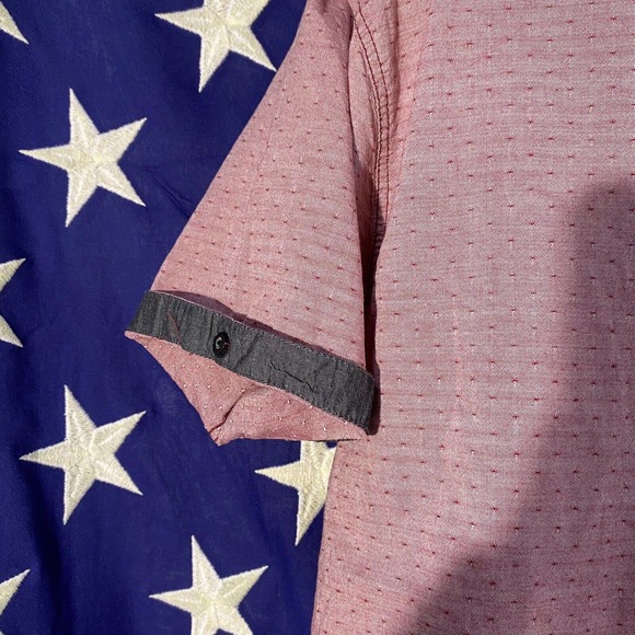 Marc Ecko Cut & Sew Men's L Short Sleeve Red/Pink Casual Button Down Dress Shirt - Picture 5 of 8